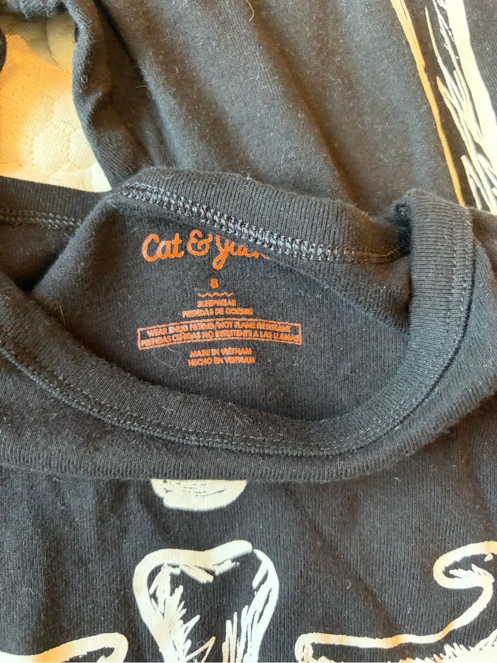 Cat & Jack Black Skeleton Costume Pajama Set